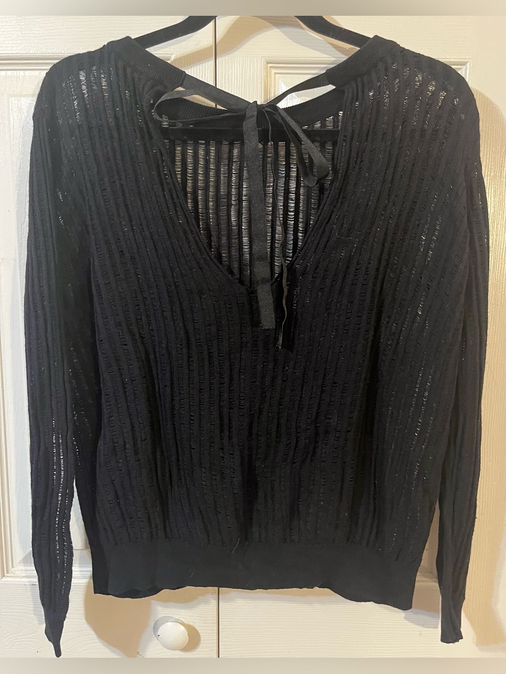 United Colors Of Benetton Lightweight Semi Sheer Knit Sweater Black Size Large - Picture 4 of 11